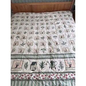 Pfaltzgraff Naturewood QUEEN Size Comforter Quilt Farmhouse Cottagecore Green